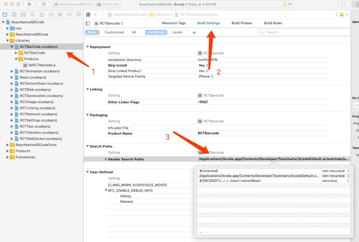 设置 Header Search Paths