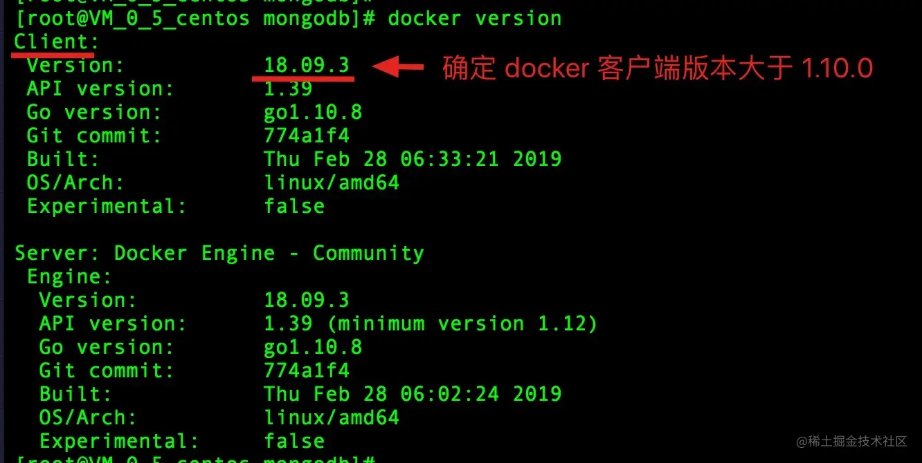 确定docker client版本