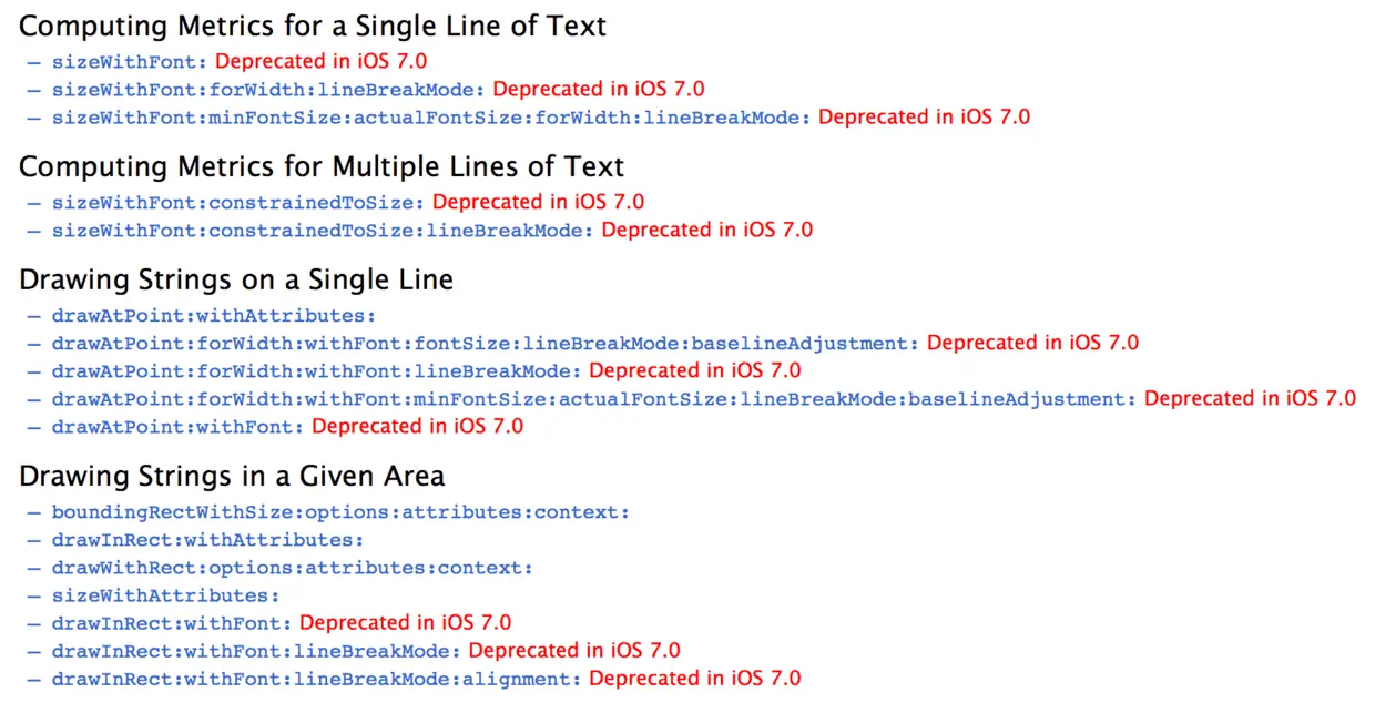 Deprecated string measuring methods
