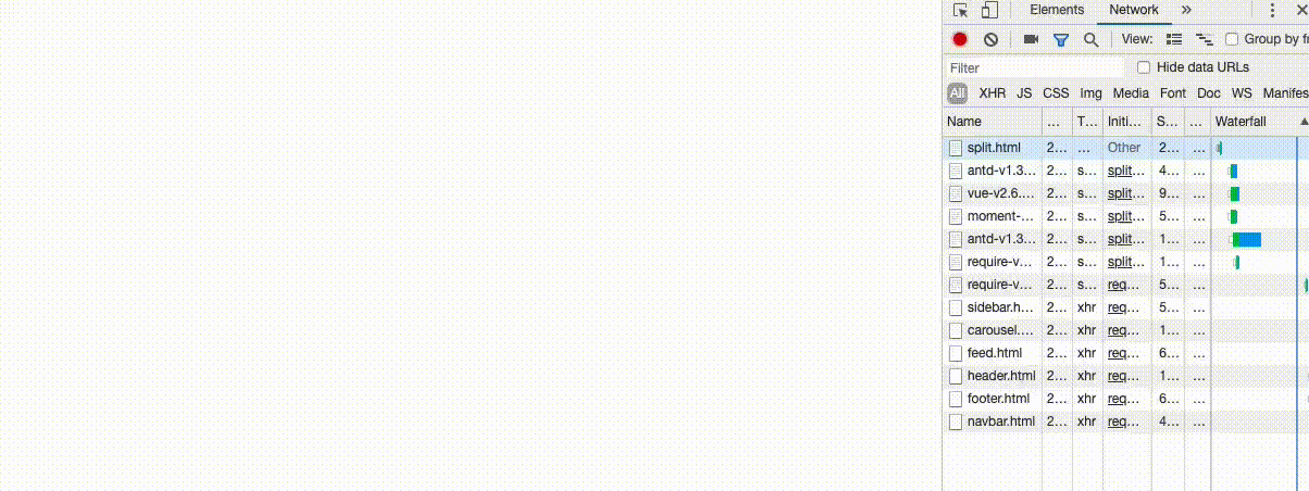 进行了模块拆分的页面