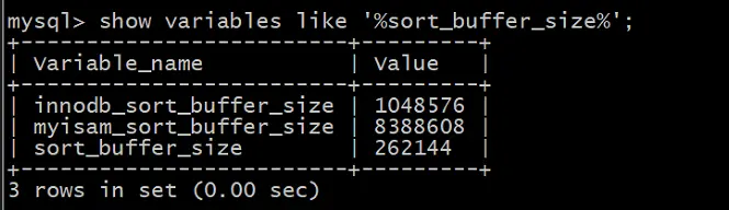 sort_buffer默认配置