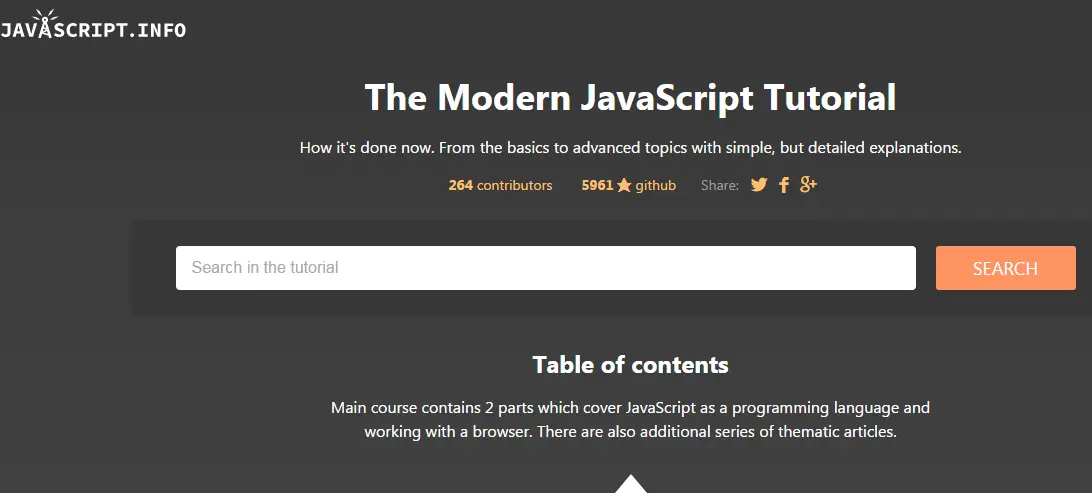 Javascript.info 网站界面