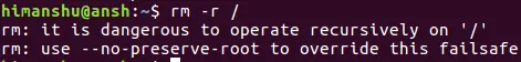 How rm works when dealing with root directory