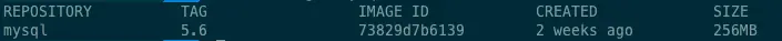 docker images mysql