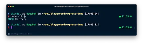 Screenshot showing colored CLI output