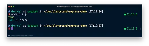 Screenshot of output saying