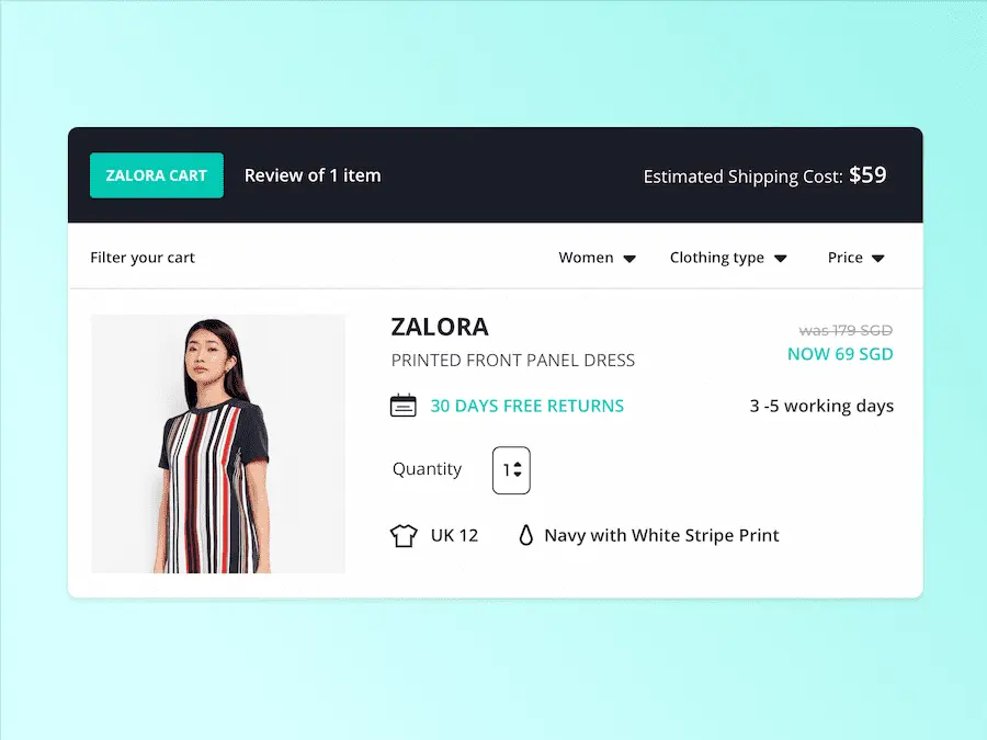 对Zalora重新设计的购物车概念
