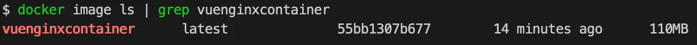 docker grep image vuenginxcontainer