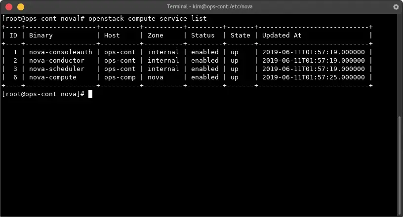 OpenStack-compute-service-list