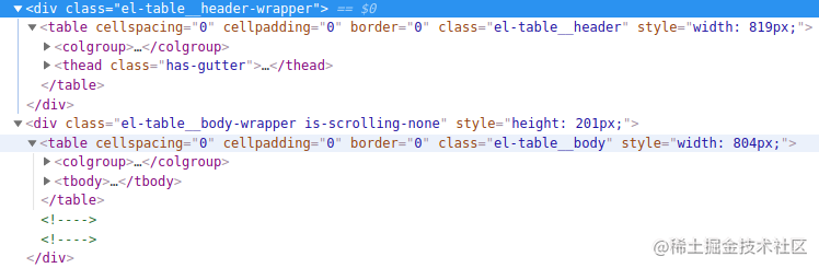 Back to the TABLE component: fixing the table header and the table ...