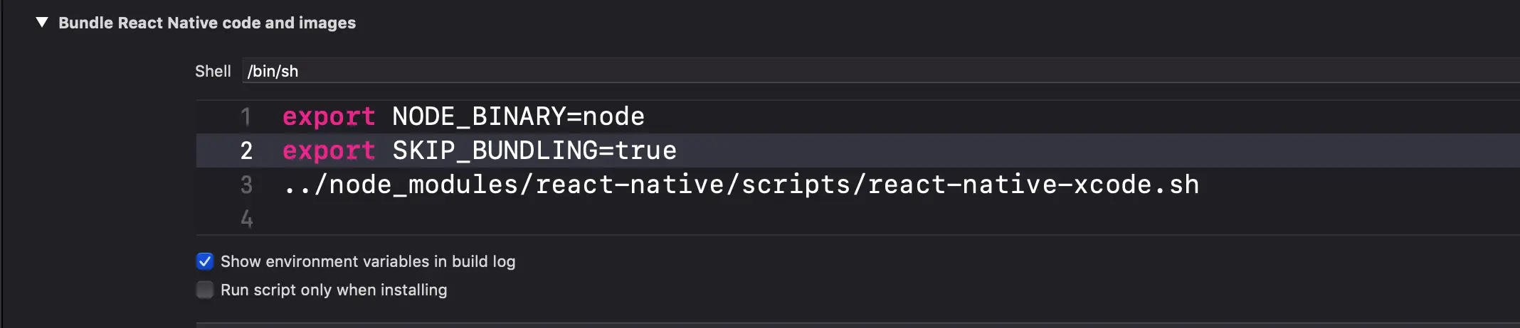 新增了export SKIP_BUNDLING=true代码