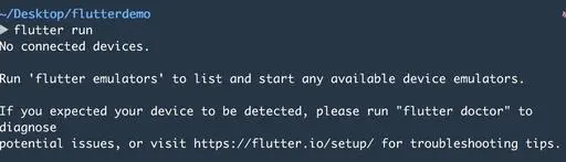 flutter 提示没有运行设备