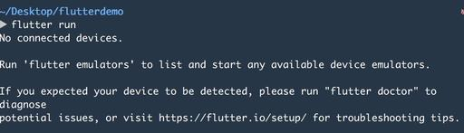 flutter 提示没有运行设备