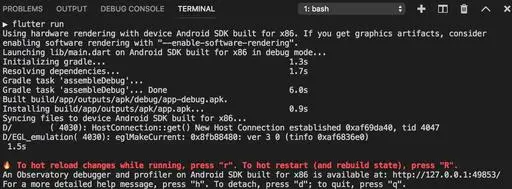 使用 flutter run 运行项目