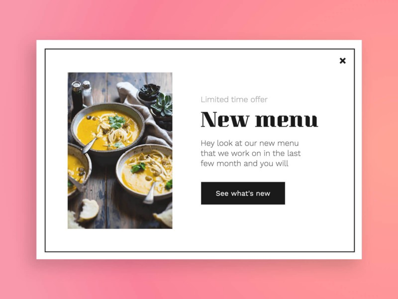 新菜单弹窗/弹出框