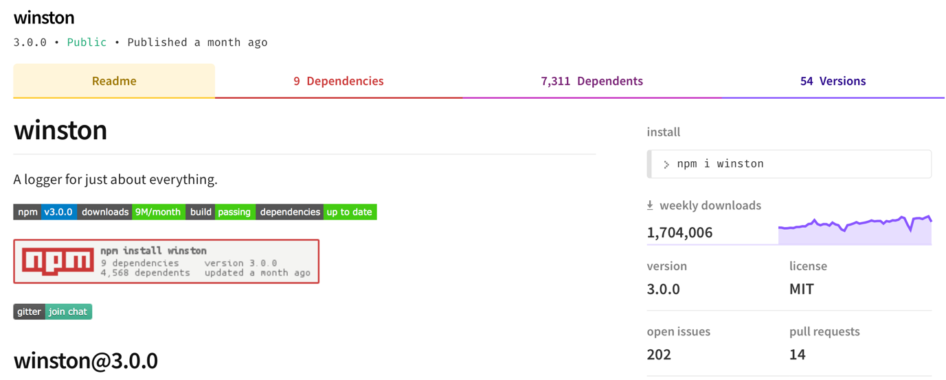 Winston - 来自 npmjs.com