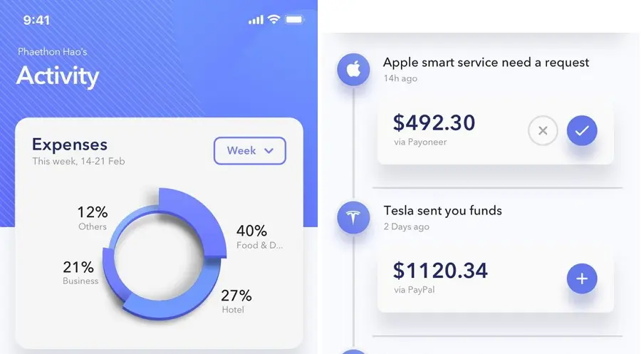 Wallet and Card Page of Finance APP Concept 3