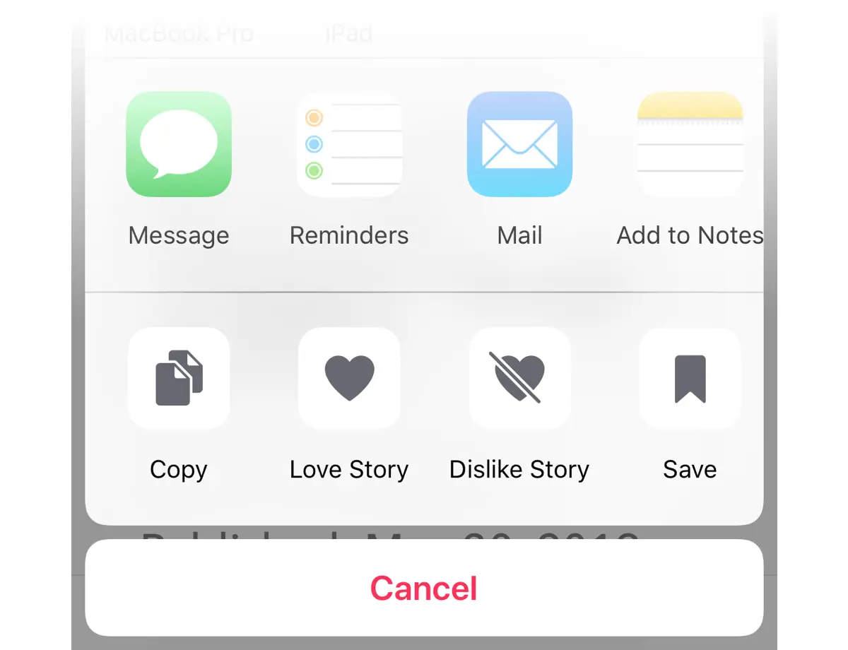 iOS提供了许多本机共享选项