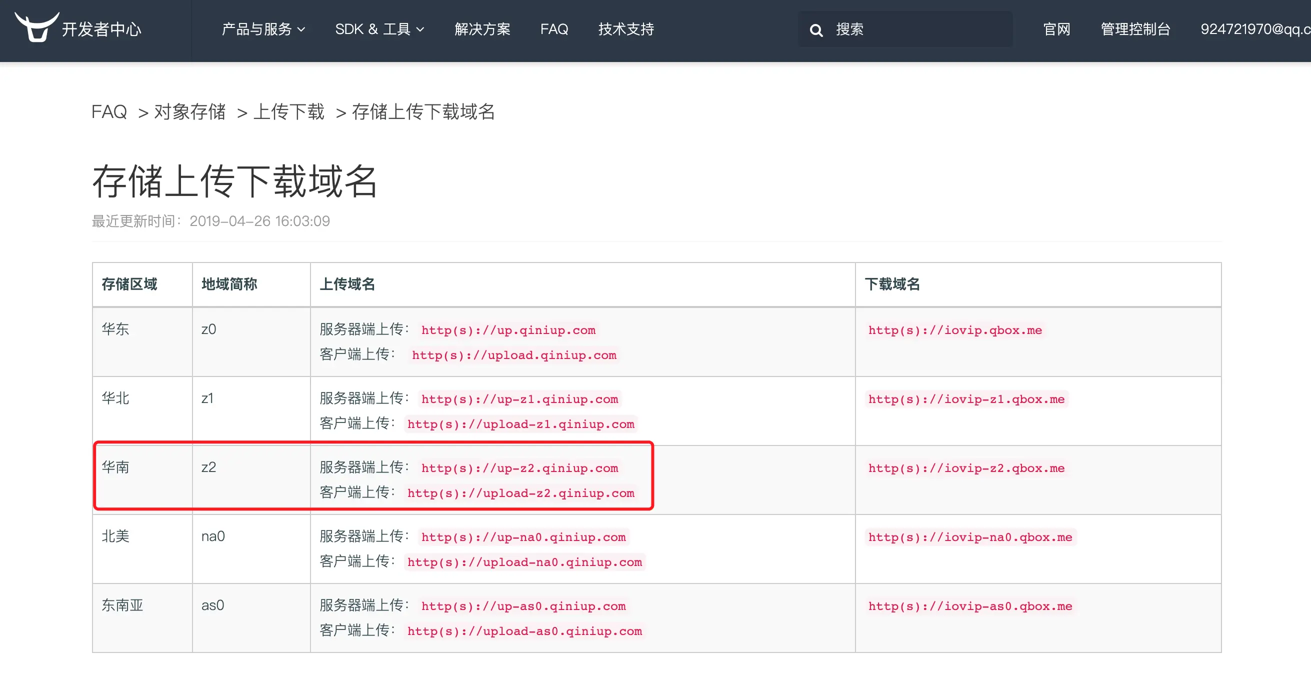七牛云存储接口地址