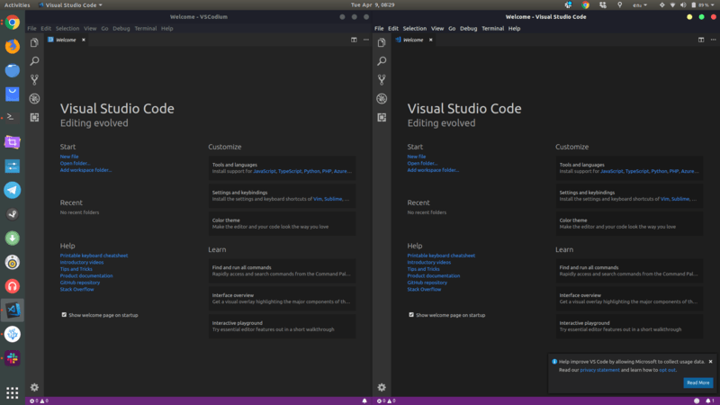 Can you guess which is VSCode and VSCodium?