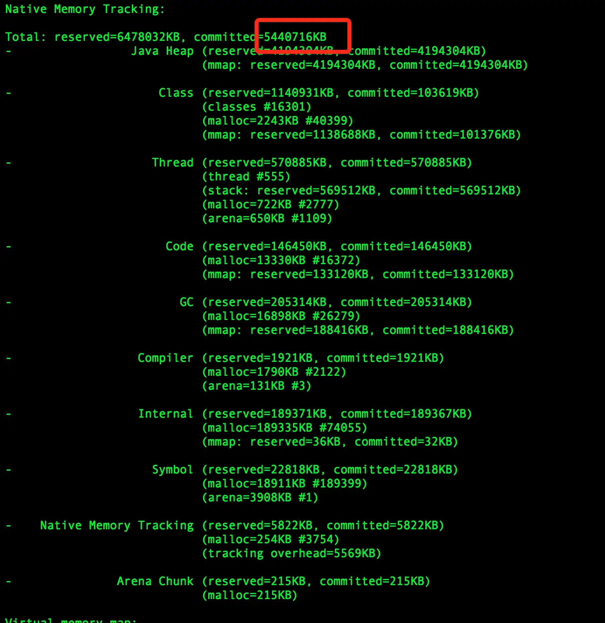 jcmd显示的内存情况