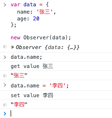 数据的读取触发 get，设置触发 set