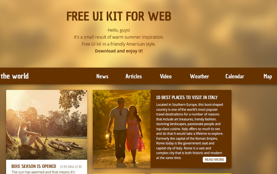 FREE UI kit for web page - learning project