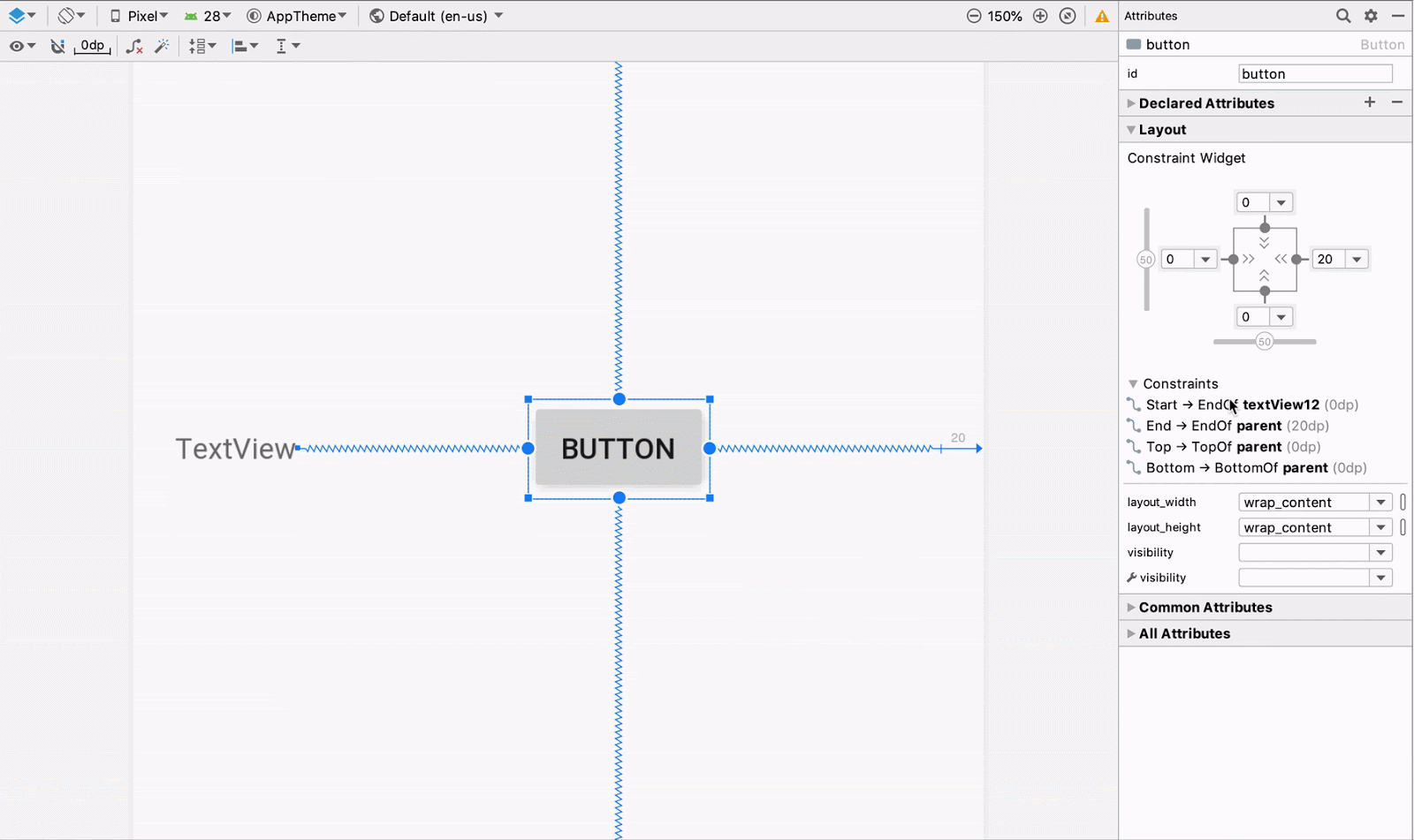 从属性面板上的约束部分选择约束