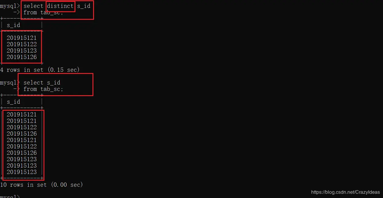 查询选修了课程的学生学号