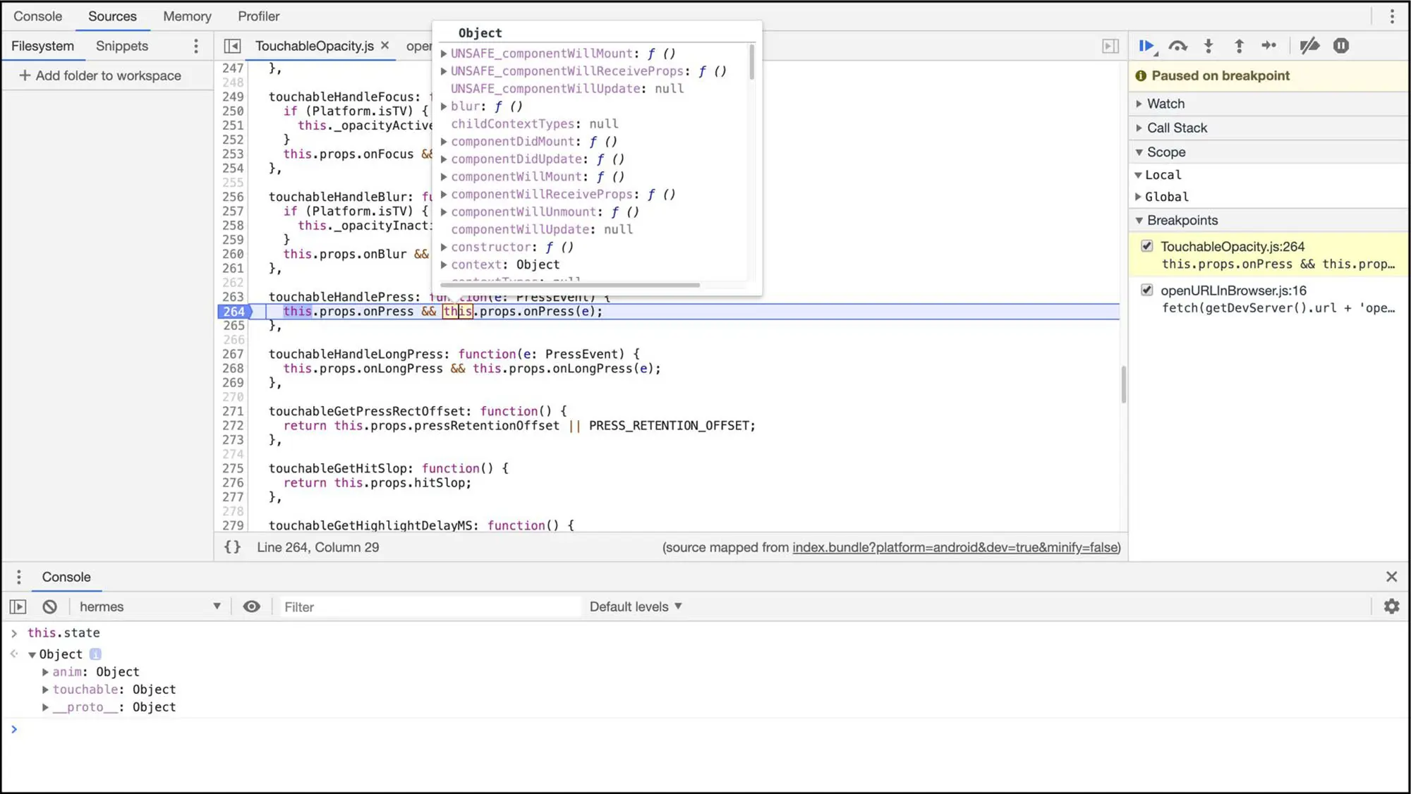 Hermes developer view