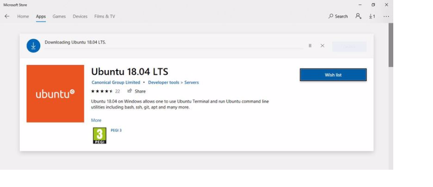 从Windows应用商店下载Ubuntu 18.04 LTS