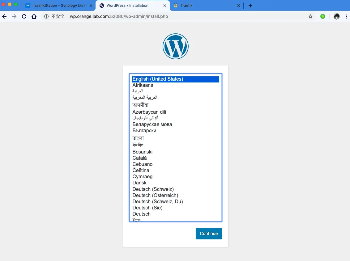熟悉的 WordPress 安装界面