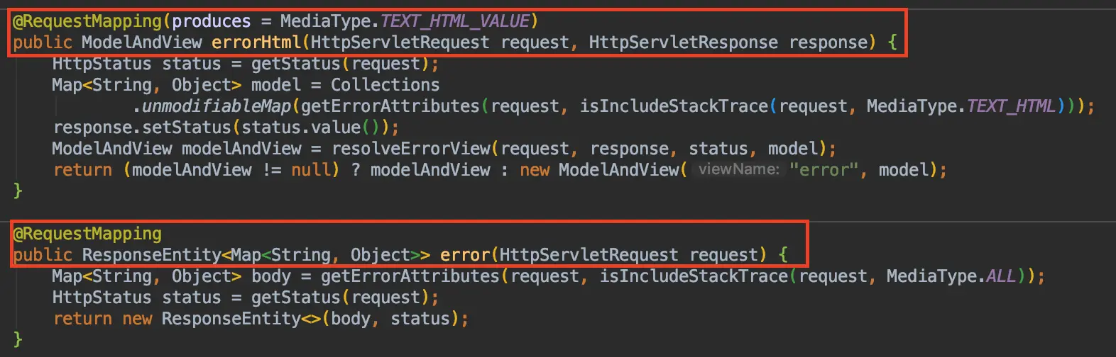 BasicErrorController 处理逻辑