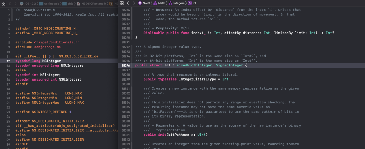 OC中的基本数据类型NSInteger与Swift中的Int结构体