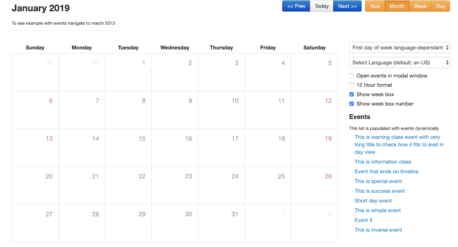 Bootstrap calendar