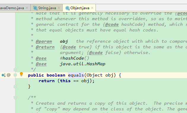 Object中的equals实现