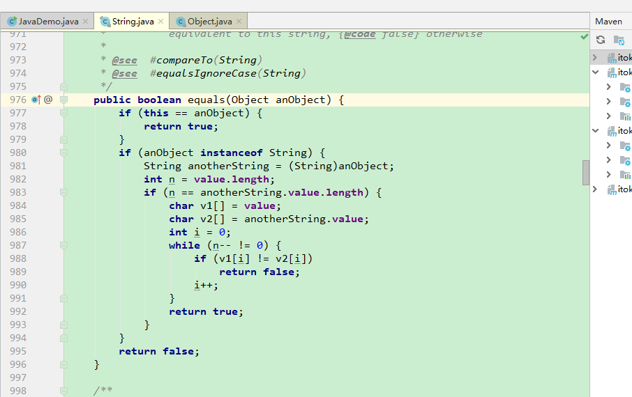 String中的equals实现