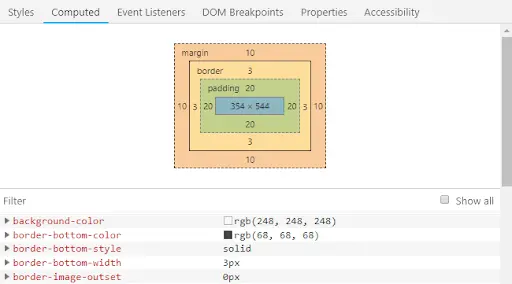 特定元素盒模型的可视化图示