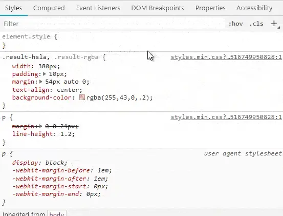 演示如何切换颜色值语法的 GIF 动图