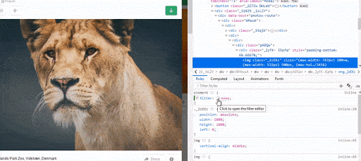 演示如何使用 Firefox CSS filter 编辑器的 GIF 动图