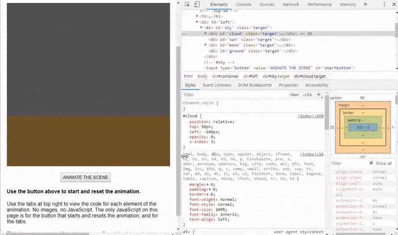 演示如何在 Chrome 的 Styles 面板编辑 CSS 动画的 GIF 动图
