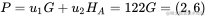 P = u_1G + u_2H_A = 122G = (2, 6)