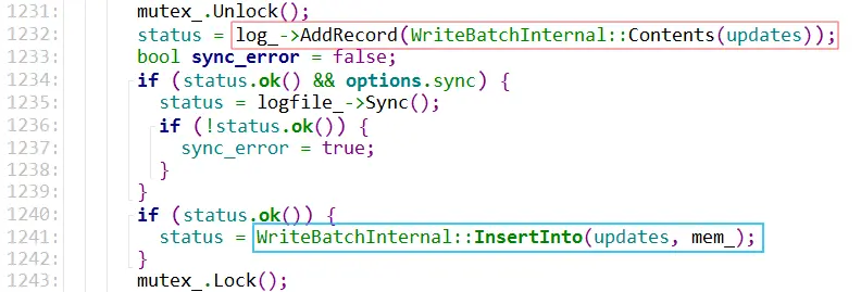 图5 DBImpl::Write代码片段