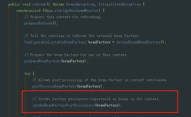 BeanFactoryPostProcessor