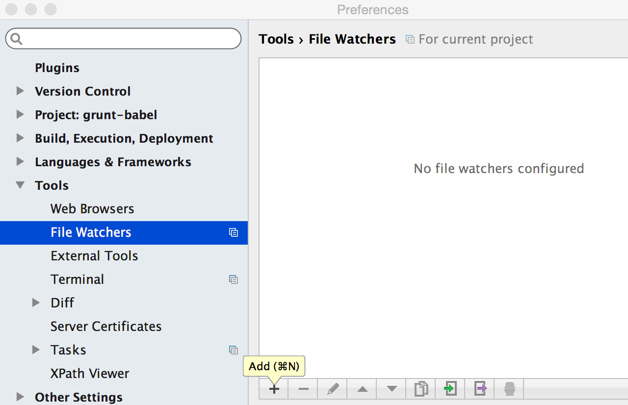 Add file watcher in Preferences