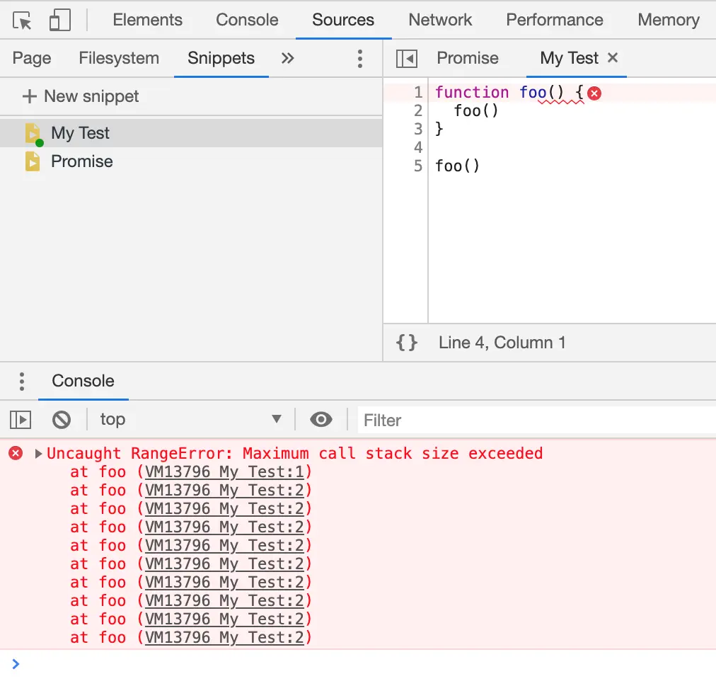 示例三：栈溢出的报错