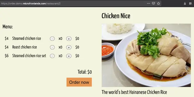 `order` 页在容器外独立运行的截图