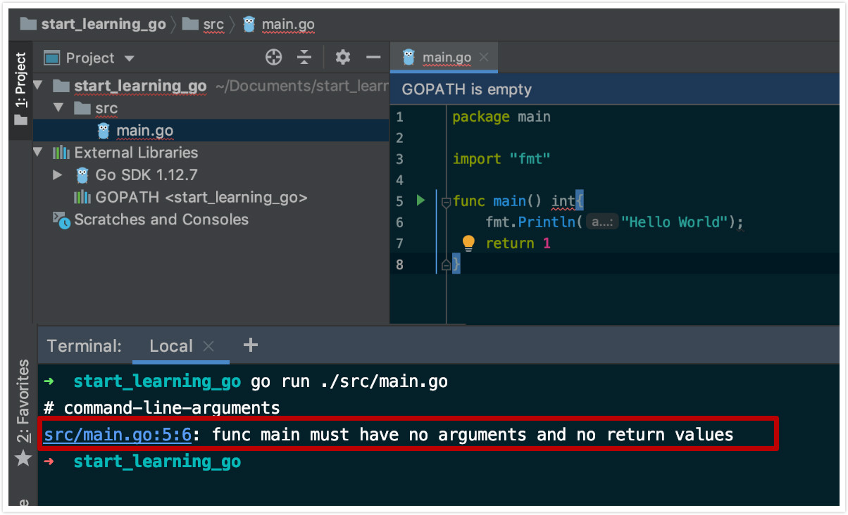 main function must no return