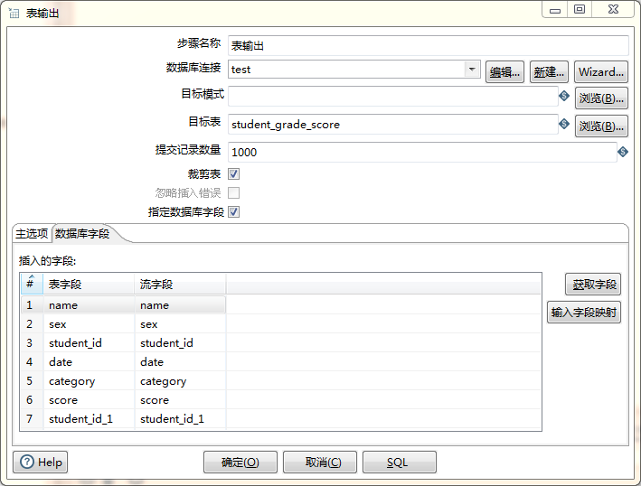 表输出