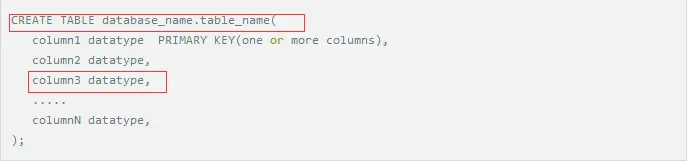 创建数据表语法